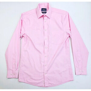 Stafford Regular Fit Size 14.5 32-33 Mens Pink Travel Easy Care Broadcloth Shirt